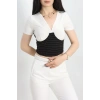 Korsaj Detaylı Bluz  Siyahbeyaz - 41383.1595.