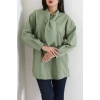 Kravat Yaka Oversize Poplin Tunik Haki - 44063.255.