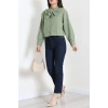 Kravat Yaka Oversize Poplin Tunik Haki - 44063.255.