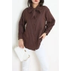 Kravat Yaka Oversize Poplin Tunik Kahve - 44063.255.