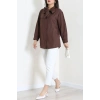 Kravat Yaka Oversize Poplin Tunik Kahve - 44063.255.