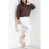 Kravat Yaka Oversize Poplin Tunik Kahve - 44063.255.