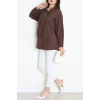 Kravat Yaka Oversize Poplin Tunik Kahve - 44063.255.