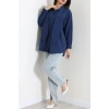Kravat Yaka Oversize Poplin Tunik Lacivert - 44063.255.