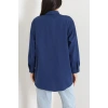 Kravat Yaka Oversize Poplin Tunik Lacivert - 44063.255.