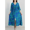 Kruvaze Yaka Desenli Elbise Benettonsaks - 90354.1247.