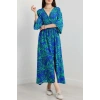 Kruvaze Yaka Desenli Elbise Benettonsaks - 90354.1247.