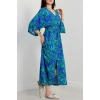 Kruvaze Yaka Desenli Elbise Benettonsaks - 90354.1247.