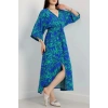 Kruvaze Yaka Desenli Elbise Benettonsaks - 90354.1247.