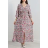 Kruvaze Yaka Desenli Elbise Ekrumor - 90354.1247.