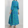 Kruvaze Yaka Desenli Elbise Yeşilsaks - 90354.1247.