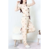 Kurdeleli Bürümcük Pijama Takımı Bej - 52339.2159.