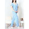 Kurdeleli Bürümcük Pijama Takımı Mavi - 52339.2159.