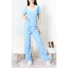 Kurdeleli Bürümcük Pijama Takımı Mavi - 52339.2159.