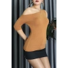Lefon Triko Asimetrik Bluz Camel - 81353.444.