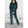 Likralı Fransız Kadife Pijama Takımı Zümrüt - 42068.1049.