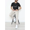 Lüx Penye Regular Baskılı Erkek Tişört Siyah - 71258.1878.