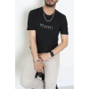 Lüx Penye Regular Baskılı Erkek Tişört Siyah - 71261.1878.
