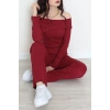 Madonna Yaka Asimetrik Kesim Takım Bordo - 55029.1567.