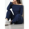 Madonna Yaka Asimetrik Kesim Takım Lacivert - 55029.1567.