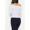 Madonna Yaka Likralı Kaşkorse Bluz Gribeyaz - 42765.1567.