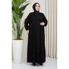 Medine İpeği Tesettür Pile Detaylı Ferace MDC-0165 Siyah
