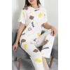 Milan Alt Üst Aynı Pijama Takımı Beyazkahve - 792.1287.