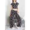 Milan Büzgülü Pijama Takımı Siyahpembe - 32254.1857.