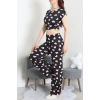 Milan Büzgülü Pijama Takımı Siyahpembe - 32254.1857.