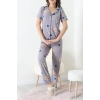 Milan Kumaş Düğmeli Pijama Takımı Gri - 750.1287.