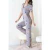 Milan Kumaş Düğmeli Pijama Takımı Gri - 750.1287.