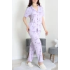 Milan Kumaş Düğmeli Pijama Takımı Lila - 750.1287.