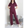 Milan Kumaş Düğmeli Pijama Takımı Mürdüm - 750.1287.
