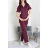 Milan Kumaş Düğmeli Pijama Takımı Mürdüm - 750.1287.