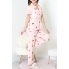 Milan Kumaş Düğmeli Pijama Takımı Pudra - 750.1287.