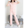 Milan Kumaş Düğmeli Pijama Takımı Pudratavşan - 750.1287.