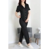 Milan Kumaş Düğmeli Pijama Takımı Siyah - 750.1287.
