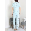 Milan Kumaş Düğmeli Pijama Takımı Suyeşili - 750.1287.