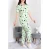 Milan Kumaş Düğmeli Pijama Takımı Yeşil - 750.1287.