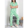 Milan Kumaş Düğmeli Pijama Takımı Yeşilavokado - 750.1287.