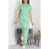 Milan Kumaş Düğmeli Pijama Takımı Yeşilavokado - 750.1287.