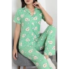 Milan Kumaş Düğmeli Pijama Takımı Yeşilavokado - 750.1287.