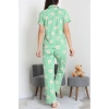 Milan Kumaş Düğmeli Pijama Takımı Yeşilavokado - 750.1287.