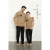 Moda Çizgi Baba Oğul Bej Aile Pijama Takım Ayrı Ayrı Satılır 50102