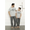 Moda Çizgi Baba Oğul Gri Aile Pijama Takım Ayrı Ayrı Satılır 50102