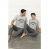Moda Çizgi Baba Oğul Gri Aile Pijama Takım Ayrı Ayrı Satılır 50102