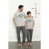 Moda Çizgi Baba Oğul Gri Aile Pijama Takım Ayrı Ayrı Satılır 50102