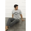 Moda Çizgi Baba Oğul Gri Aile Pijama Takım Ayrı Ayrı Satılır 50102