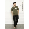 Moda Çizgi Baba Oğul Haki Aile Pijama Takım Ayrı Ayrı Satılır 50102