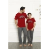 Moda Çizgi Baba Oğul Kırmızı Aile Pijama Takım Ayrı Ayrı Satılır 50102